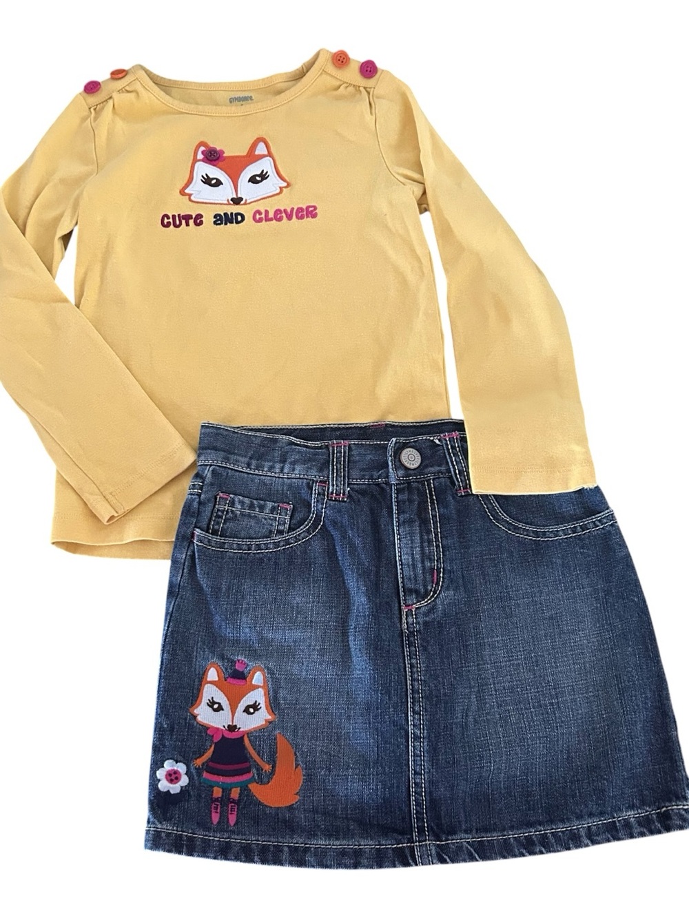 Gymboree 2013 Fashionable Fox 2pc Set Denim Skirt Skirt LS Top